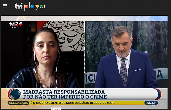 Patrcia Baltazar Resende, invited to give her opinion on TVI24 channel related with the crime of Valentina