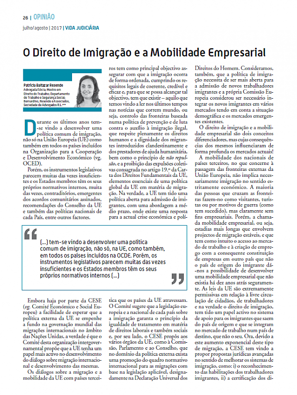 O Direito de Imigração e a Mobilidade Empresarial