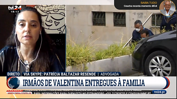 Dra Patrícia Baltazar Resende, convidada para dar a sua opinião no Noticiário das 18h da TVI24, no âmbito do crime relacionado com a Valentina